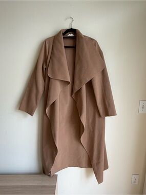 Sage Open-Front Trench Coat - Camel Brown